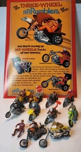 Vintage Rrrumblers Hot Wheels Motorcyle & Poster Lot - Picture 1 of 9