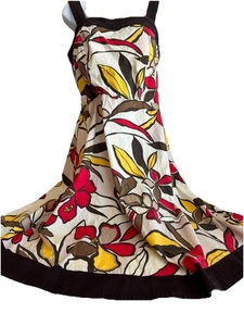 R & K Womens Floral Printed Smocked Back Zip 60’s Style Baby Doll Dress 16P - Picture 1 of 16