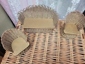 Sweet Set Vintage Dolls House Furniture Basket Wooden Woven Chairs And Sofa - Picture 1 of 6