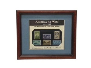 US Stamps 6 WWII AMERICA AT WAR 1941-1945 50th Anniversary Collectible Framed - Picture 1 of 5