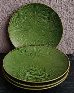 Set Oof 4 Gibson Elite Green Lotus Leaf Dinner Plates 11.5" - Picture 1 of 12