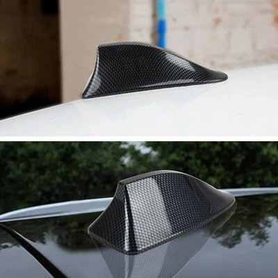Carbon Fiber Shark Fin Roof Antenna Car AUTO Aerial FM/AM Radio Signal Universal - Image 1 of 4