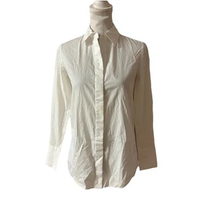 Vince White Long Sleeve Button Down Poplin Dress Shirt Sz XXS Concealed Placket - Picture 1 of 5