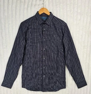Perry Ellis Black Plaid Long Sleeve Button Down Collared Shirt Size Small NWT - Picture 1 of 5