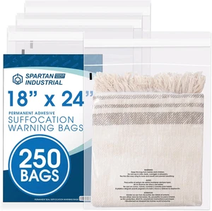 - Bolsas de polietileno transparentes auto sellantes de 18" X 24" (250 unidades) con advertencia de asfixia para P - Imagen 1 de 7