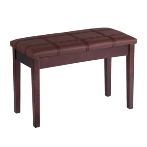 PU Leather Seat Piano Bench Solid Wood Multifunctional w/Storage Spaces Brown - Picture 1 of 6