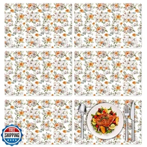 Juego de 6 manteles individuales de plástico para calabaza Tarklanda otoño floral - Imagen 1 de 5