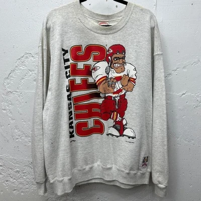 Sudadera De Colección 1995 AOP Doble Cara Nuez moscada Kansas City Chiefs Cuello Redondo Foto 1 de 4