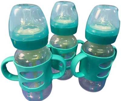 Dr Brown's Natural Flow 9oz Bottle Set of 3 Teal Handles, Sippy Lids, Level 4 - Image 1 of 4