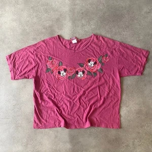 Disney Minnie T-Shirt Womens Large Vintage Floral Embroidered Tee, Pink - Picture 1 of 6
