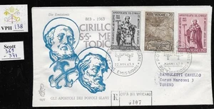 VPH_138. VATIKAN. FDC Venetien w.1963 STS. CYRILLUS & METHODIUS Set. Scott 369-3 - Bild 1 von 1