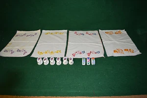 Vintage Lot of 9 Hungarian Kalocsa Porcelain Napkin Holder Rings & 4 Napkins - Picture 1 of 12