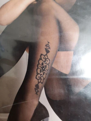 WOLFORD O'Hara tights Swarovski crystal gem embellish baroque floral designer S - Image 1 of 4