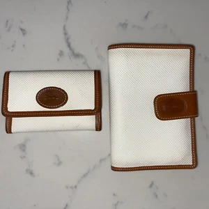 Vintage Longchamp Paris Leather Women's Wallet Card Photo Holder White/Brown - Picture 1 of 8