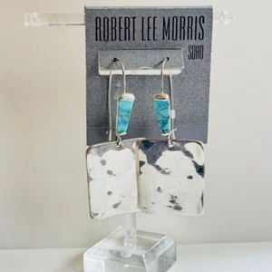 RLM Robert Lee Morris SOHO Earrings Textured Sculptural Dangle Silver Chunky big - Picture 1 of 5
