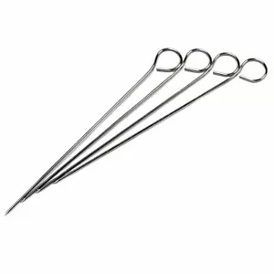 Chef Craft 9" Long Stainless Steel BBQ Skewer 4 Pc Set - Great Grilling Kebobs - Picture 1 of 2