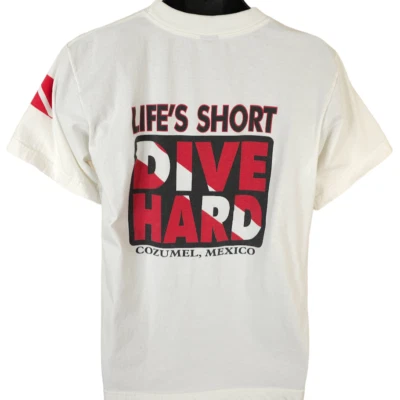 Vintage Scuba Diving T Shirt Mens Size Medium White 90s Dive Hard Cozumel Mexico - Image 1 of 4