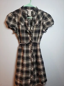 Girls Lots Of Love Medium Dress Black and White Plaid - Picture 1 of 4