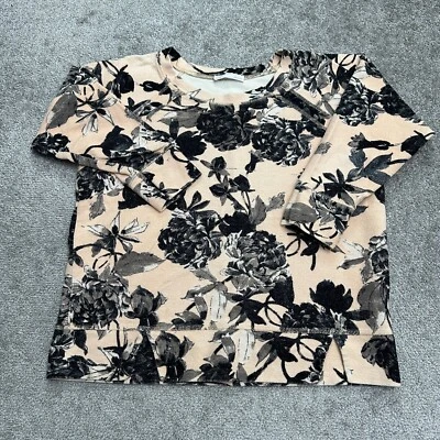Sudadera Zara Wand Colección B Mujer Mediana Negra Beige Floral Raglán Informal Foto 1 de 4