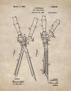 Hair Salon Stylist Curling Iron Patent Print Hairdresser Office Wall Art Decor - Picture 1 of 1