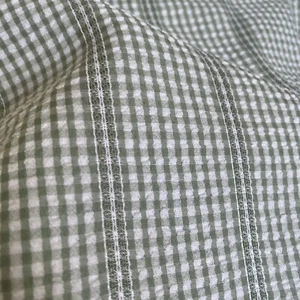 NOS Soft Green & White Seersucker Check Stripe Fabric 147cmW x 1.75M Poly Retro - Picture 1 of 4