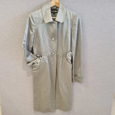 Saba Coat  Sz 10 Silver Grey Linen Blend Satin Evening Coat Lightweight DRESSY - image 1 of 4