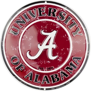 UNIVERSITY OF ALABAMA CRIMSON TIDE EMBOSSED METAL NOVELTY ROUND SIGN - Picture 1 of 1