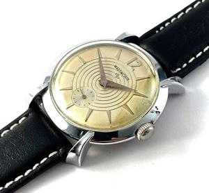 Vintage Wadsworth Silver Tone Hand Wind Bullseye Dial Mens Watch Swiss 1950s - Picture 1 of 12