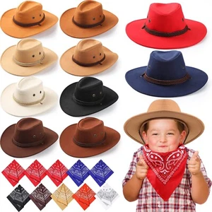 Unittype 20 Pcs Western Cowboy Hats Set Kids Cowboy Themed Party Felt Bandann... - Picture 1 of 7