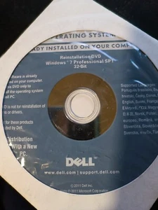 Dell Windows 7 Pro SP1 32-bit Reinstallation DVD - Sealed 0PPK5P - Imagen 1 de 5