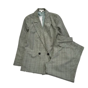 Topshop Green Check 2 Piece Trousers Suit Uk Women's Size 6 W26 L23 L673 - Picture 1 of 10