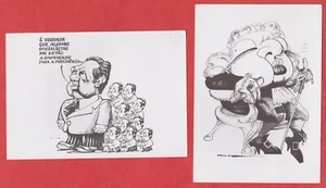 set of 2 caricatural postcards Portugal Mario Soares as a King, 1995 Satirical   - Picture 1 of 2