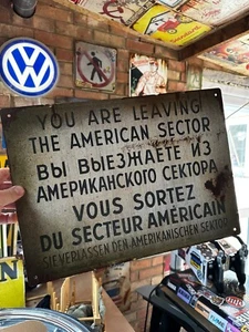 Checkpoint Charlie Berlin Wall Cold War WW2 Sign Rusty Weathered Worn Germany - Picture 1 of 1