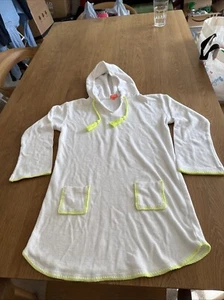 Sunuva Girls White Terry Towelling Poncho Hooded Beach Dress Age 9-10 - Picture 1 of 4