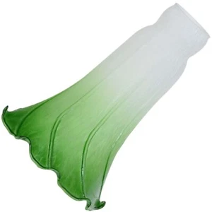 Ls05 Lily Flower Blown Glass Lamp Shade Replacement white Green - Picture 1 of 9