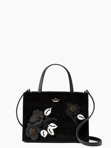 kate spade cameron street BLACK Velvet HANDBAG Embellished SAM Holiday Purse BAG - Picture 1 of 5