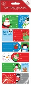 CHRISTMAS CHARACTER 120 x STICKY GIFT TAGS Kids Xmas Santa Reindeer - Picture 1 of 1