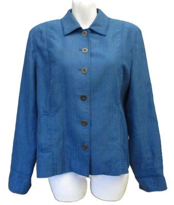 Chaqueta ligera Coldwater Creek azul verdoso espiga luminosa para mujer grande Foto 1 de 4