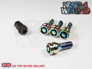 4 x Neo Chrome Locking Wheel Bolts M14x1.25 fits BMW M4 F82 M5 F10 - Picture 1 of 3
