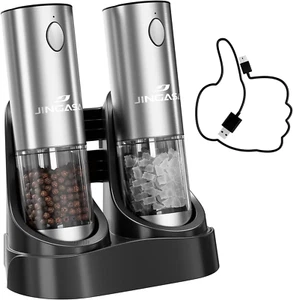 Electric Salt and Pepper Grinder Set, USB Rechargeable, 95ml Capacity, 2 Pack - Picture 1 of 12