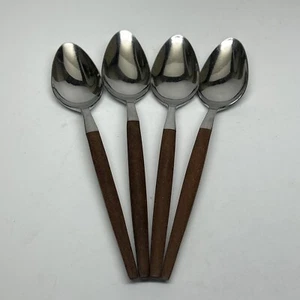 Vintage EKCO ETERNA Korea Stainless "CANOE MUFFIN" 4 TEASPOONS 6-3/4” - Picture 1 of 3