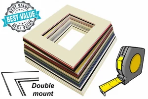 Cut to Size Double Square Picture Photo Bevel Edge Mount up to 14 x14" - Picture 1 of 1