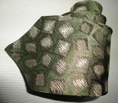 Charvet Place Vendome Necktie Tie 100% Silk Hand Made in France Green Silver 59" - Image 1 of 4