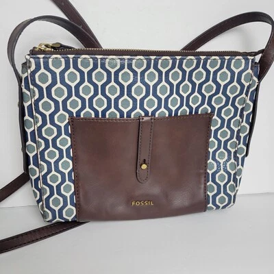Fossil через плечо регулируемый сумочки сумка геометрический принт синий зеленый - Изображение 1 из 4