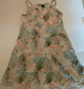 CG) Girl's Art Class Ruffle Neck Sleeveless Dress Tropical Print Size XL 14/16 - Picture 1 of 5
