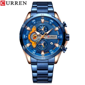CURREN Men Watches Stainless Steel Wristwatch Male Chronograph Quartz Watch Gift - Picture 1 of 23