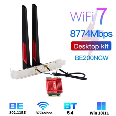 Kit de antenas adaptadoras M.2 Desktop Intel BE200 Wi-Fi 7 tarjetas triple banda Bluetooth 5.4 Foto 1 de 4