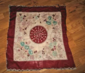 Vintage~Scarf~Maroon~White~Floral Pattern~Ladies Scarf~29.0" x 30.0" - Picture 1 of 9