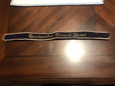Título de brazalete alemán de la Segunda Guerra Mundial - Geschwader General Wever - Sin brillo Foto 1 de 4