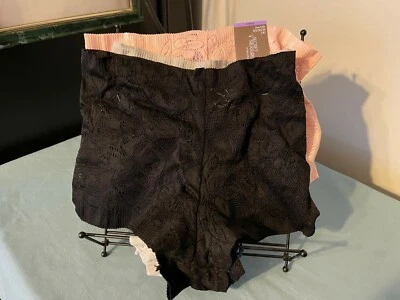 SECRET TREASURES INTIMATES PANTALONES CORTOS DE ENCAJE PARA MUJER ~ 3 pares ~ Talla XS (4) ~ Pnk-Gris-Negro Foto 1 de 4